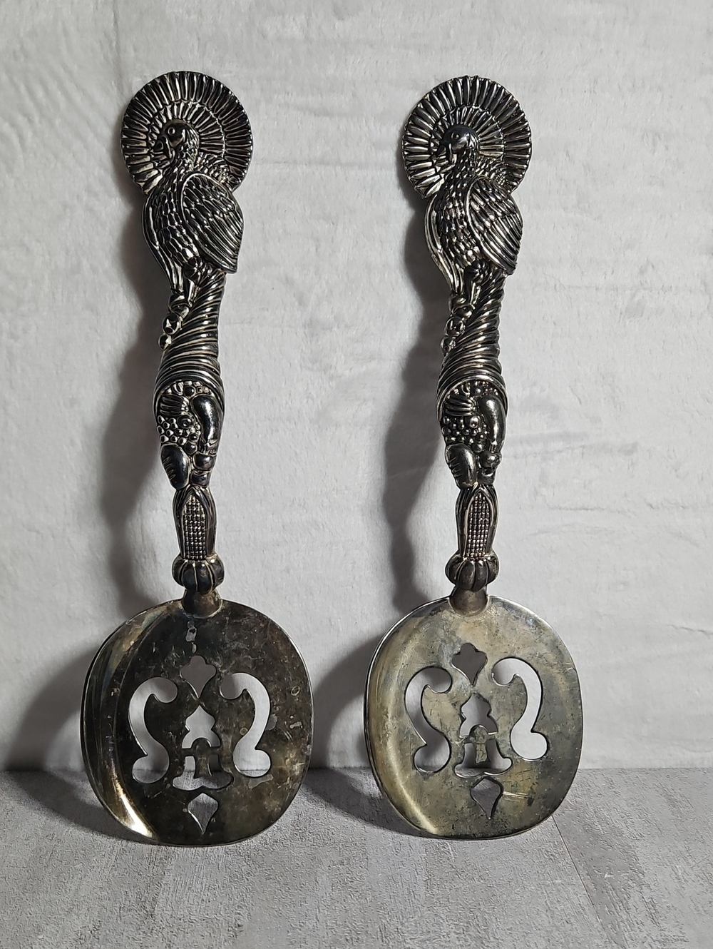 2 Godinger Silver-Plated Turkey Cornucopia Serving Spoons